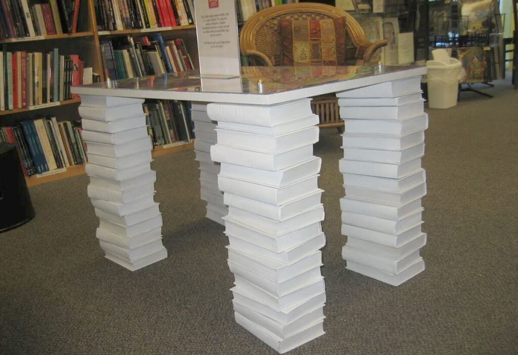 table legs made from stacked books