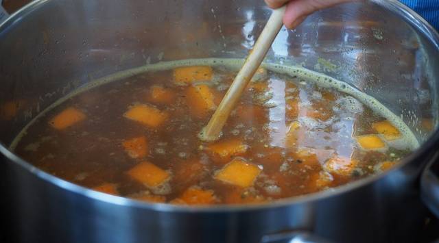 carrots simmering in pot